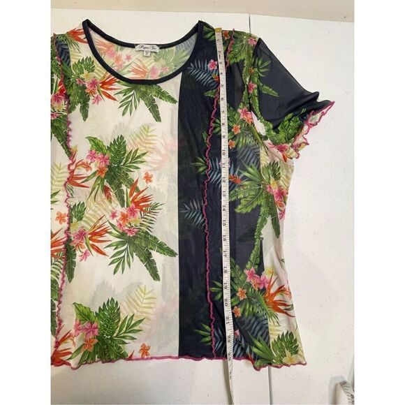 Paper Tee women’s blouse 2X floral see through - Picture 4 of 6
